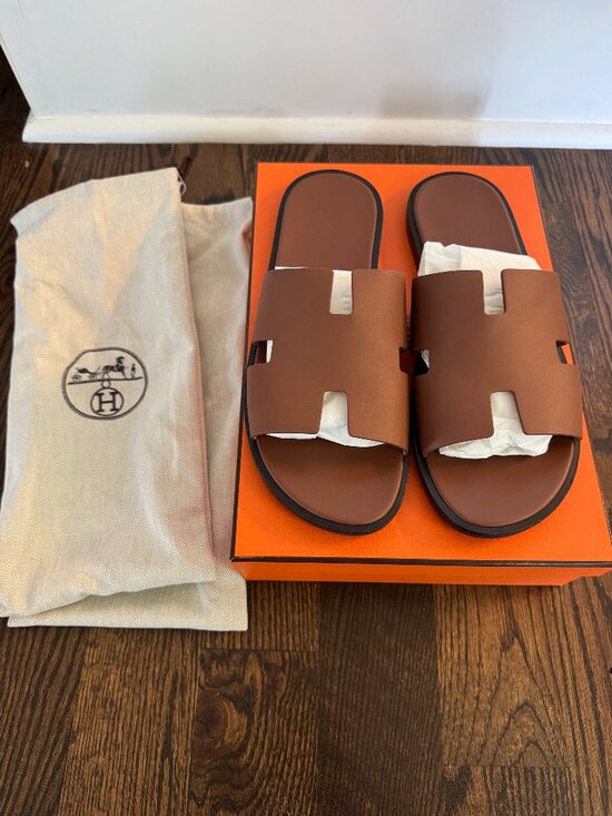 Hermès Izmir Sandals Men\'s Size 45 Gold w/ Box Dust Bags & Receipt main image 4
